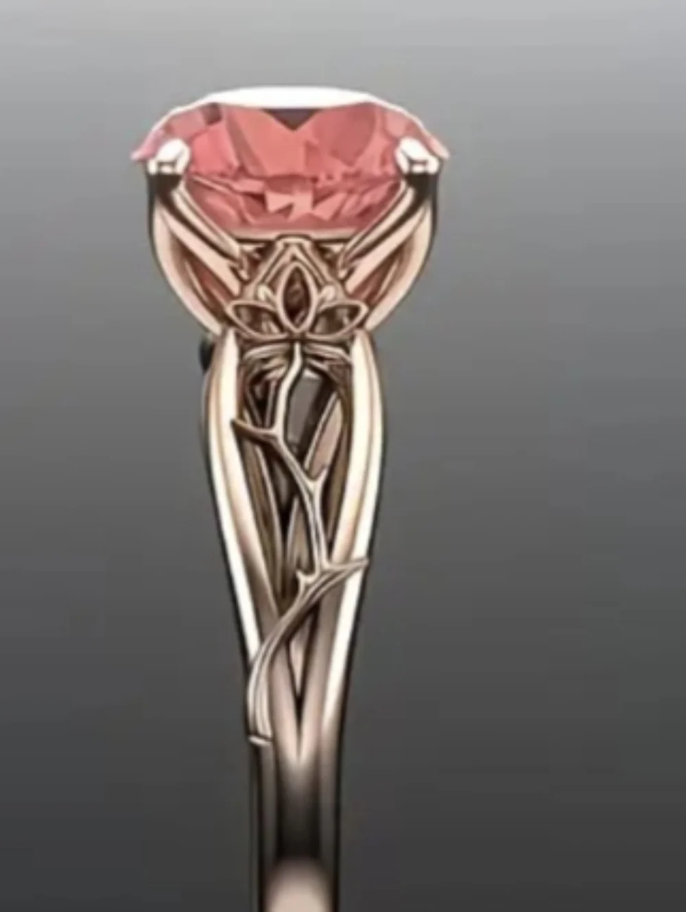 Rose Gold Plated Pink Mystic Topaz Vine Flower Retro Ring Size 6 NWT